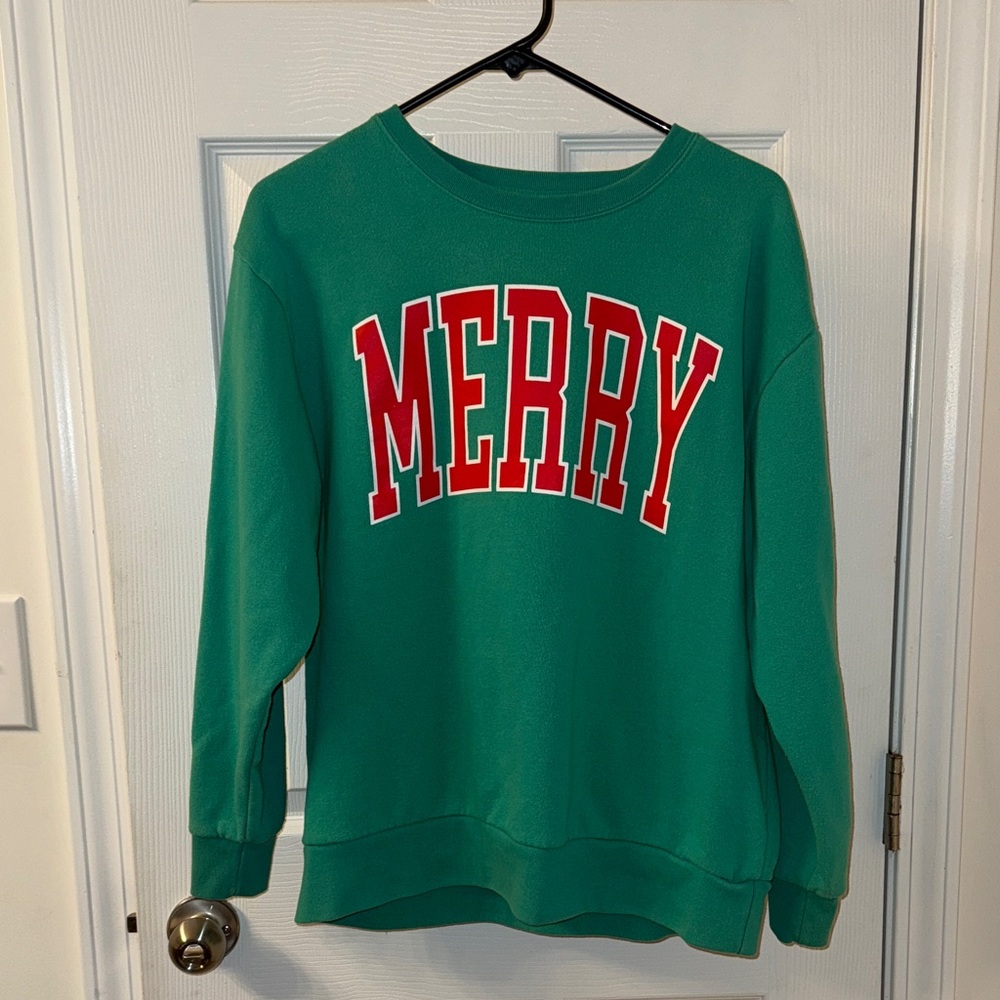 Festive Green Merry Sweatshirt
